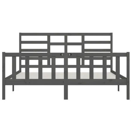 Cadre de lit sans matelas gris 200x200 cm bois massif de pin