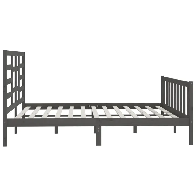 Cadre de lit sans matelas gris 200x200 cm bois massif de pin