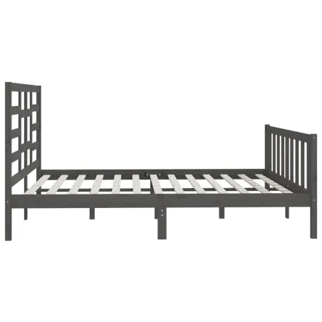 Cadre de lit sans matelas gris 200x200 cm bois massif de pin