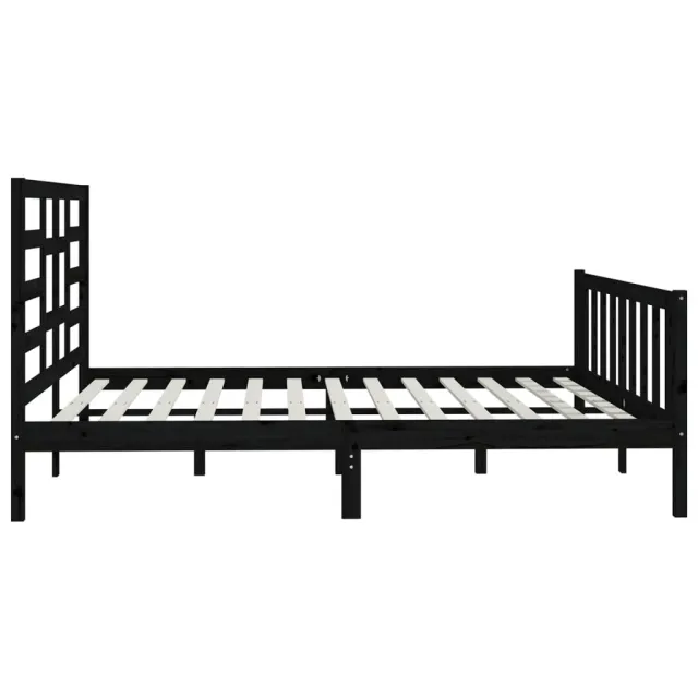 Cadre de lit sans matelas noir 200x200 cm bois massif de pin