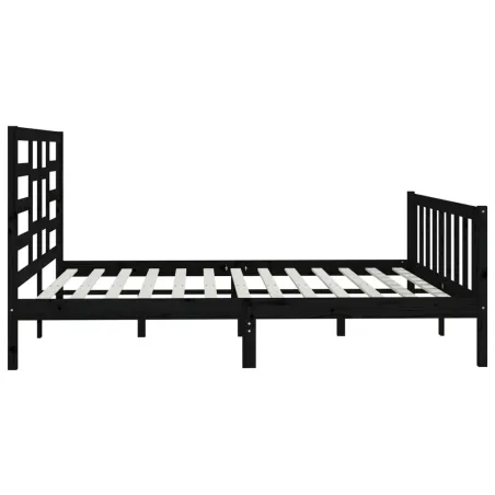 Cadre de lit sans matelas noir 200x200 cm bois massif de pin
