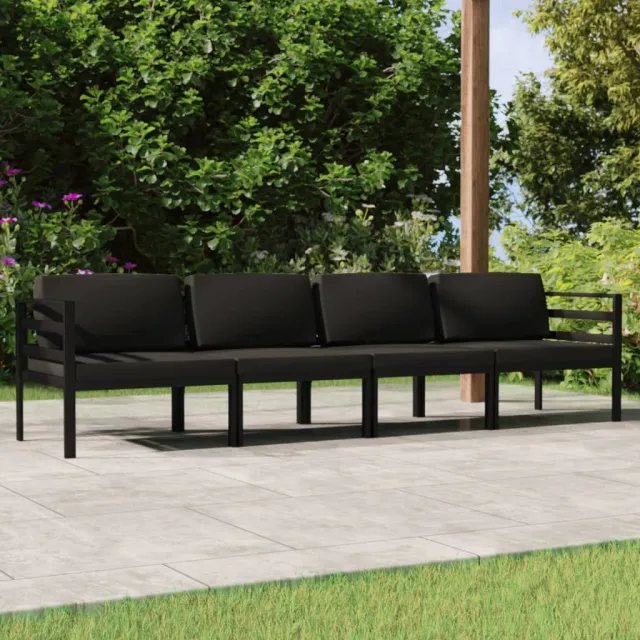 Salon de jardin 4 pcs avec coussins Aluminium Anthracite