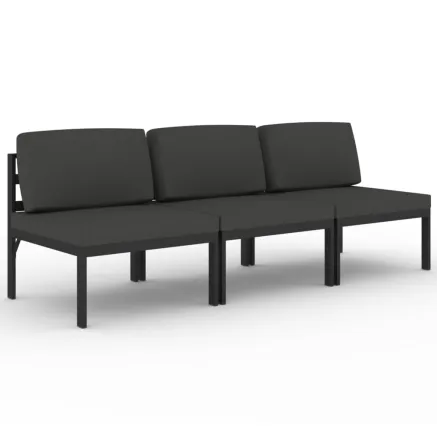 Canapé de jardin 3 places avec coussins Aluminium Anthracite 2