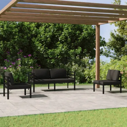 Salon de jardin 4 pcs avec coussins Aluminium Anthracite