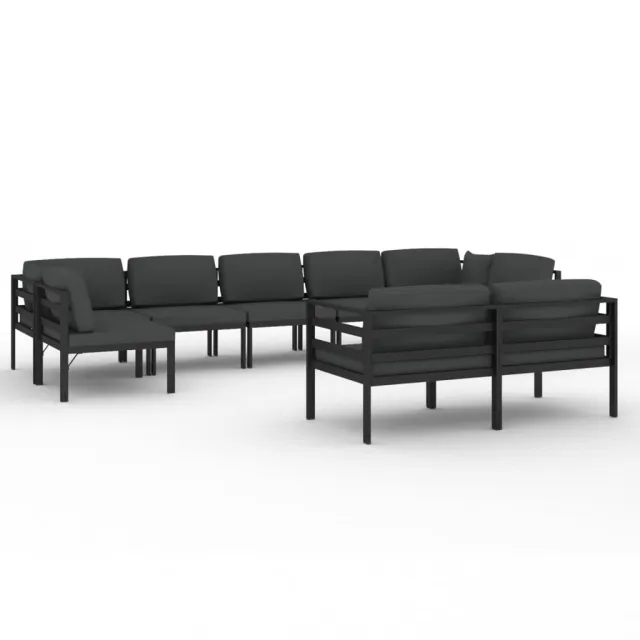 Salon de jardin 9 pcs avec coussins Aluminium Anthracite