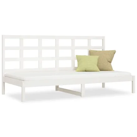 Lit de jour sans matelas blanc 90x200 cm bois de pin massif 2