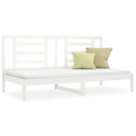 Lit de jour sans matelas blanc 90x200 cm bois de pin massif 2