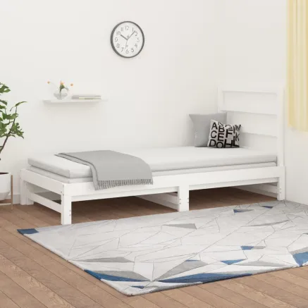 Lit coulissant sans matelas blanc 2x(90x200) cm