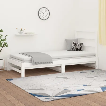Lit coulissant sans matelas blanc 2x(90x200) cm
