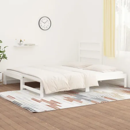 Lit coulissant sans matelas blanc 2x(90x200) cm