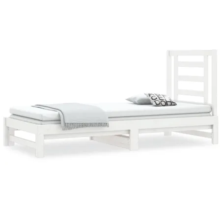 Lit coulissant sans matelas blanc 2x(90x200) cm