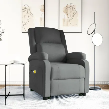 Fauteuil de massage inclinable Gris foncé Tissu