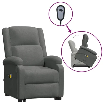Fauteuil de massage inclinable Gris foncé Tissu 2