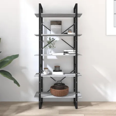 Bibliothèque 5 niveaux Sonoma gris 80x30x175 cm