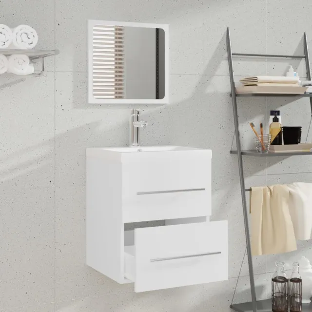 Meuble lavabo avec bassin intégré Blanc Bois d'ingénierie