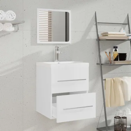 Meuble lavabo avec bassin intégré Blanc Bois d'ingénierie
