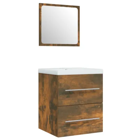 Meuble lavabo avec bassin intégré Chêne fumé Bois d'ingénierie