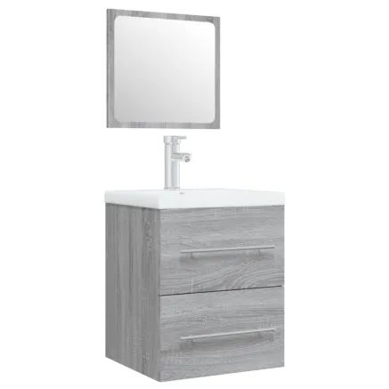 Meuble lavabo avec bassin intégré Sonoma gris Bois d'ingénierie 2