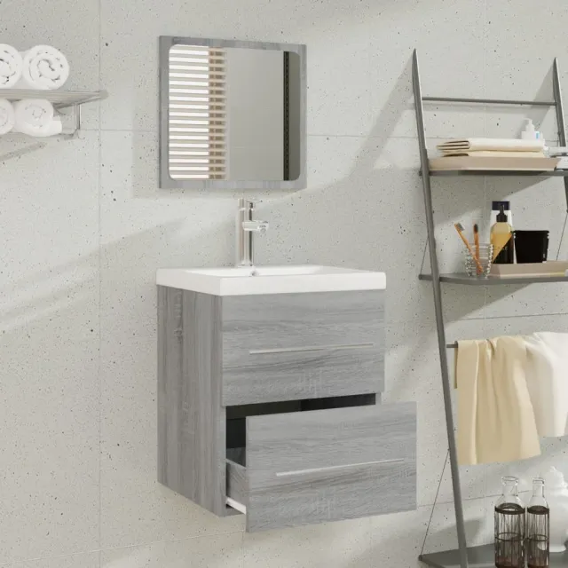Meuble lavabo avec bassin intégré Sonoma gris Bois d'ingénierie