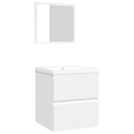 Armoire lavabo de salle de bain avec bassin et miroir Blanc 2