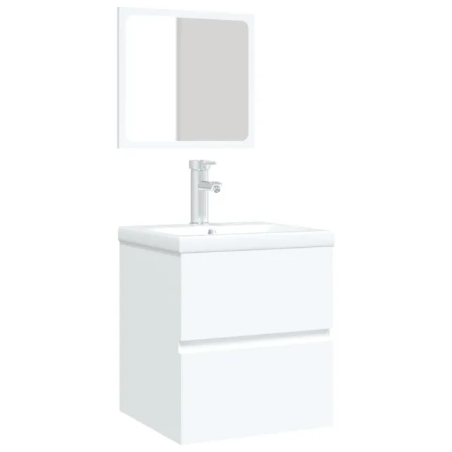 Armoire lavabo de salle de bain avec bassin et miroir Blanc