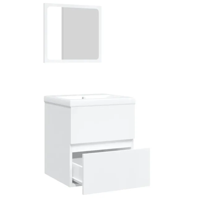 Armoire lavabo de salle de bain avec bassin et miroir Blanc