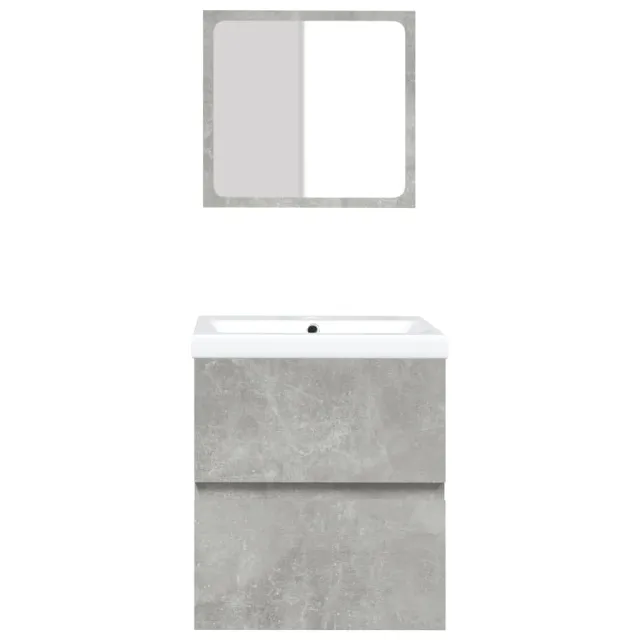 Armoire lavabo de salle de bain et bassin et miroir Gris béton