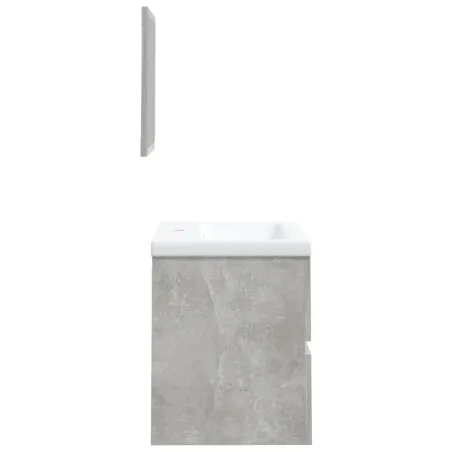 Armoire lavabo de salle de bain et bassin et miroir Gris béton