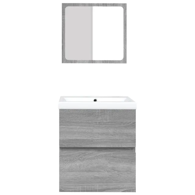 Armoire lavabo de salle de bain et bassin et miroir sonoma gris
