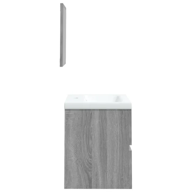 Armoire lavabo de salle de bain et bassin et miroir sonoma gris