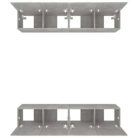 Meubles TV 4 pcs gris béton 80x30x30 cm bois d'ingénierie