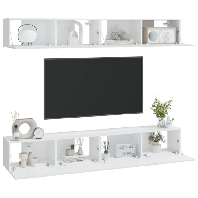 Meubles TV muraux 4 pcs blanc 100x30x30 cm