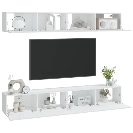 Meubles TV muraux 4 pcs blanc 100x30x30 cm