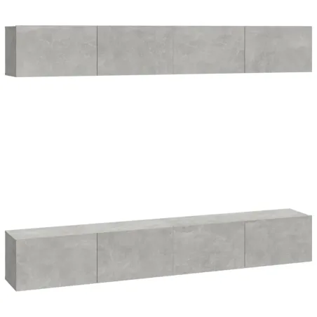 Meubles TV muraux 4 pcs Gris béton 100x30x30 cm