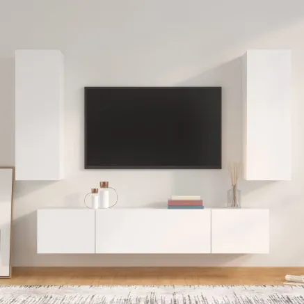 Ensemble de meubles TV 4 pcs Blanc Bois d'ingénierie