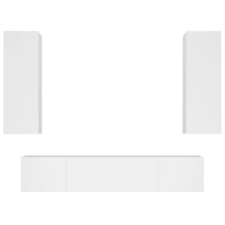 Ensemble de meubles TV 4 pcs Blanc Bois d'ingénierie