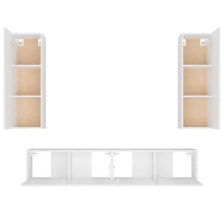 Ensemble de meubles TV 4 pcs Blanc Bois d'ingénierie