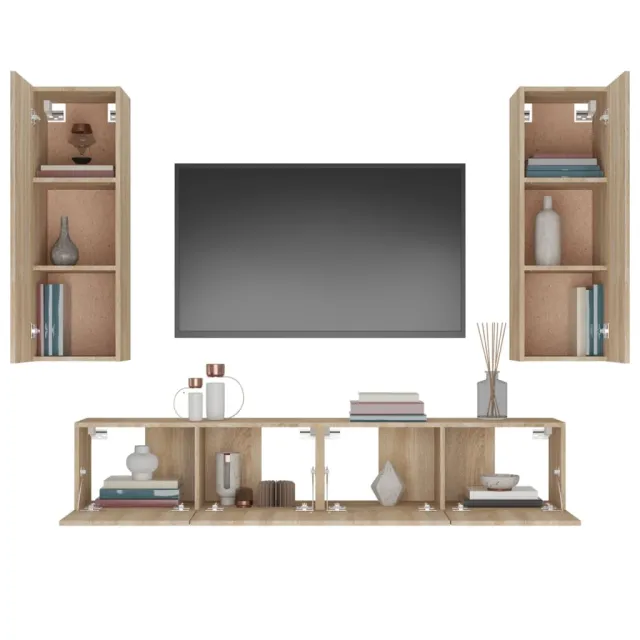 Ensemble de meubles TV 4 pcs Chêne sonoma Bois d'ingénierie