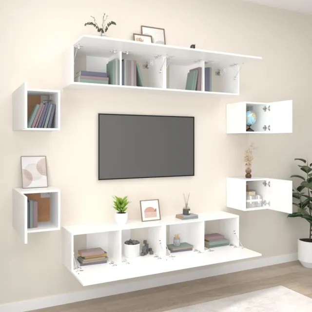 Ensemble de meubles TV 8 pcs Blanc Bois d'ingénierie