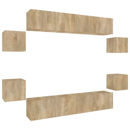 Ensemble de meubles TV 8 pcs Chêne sonoma Bois d'ingénierie 2