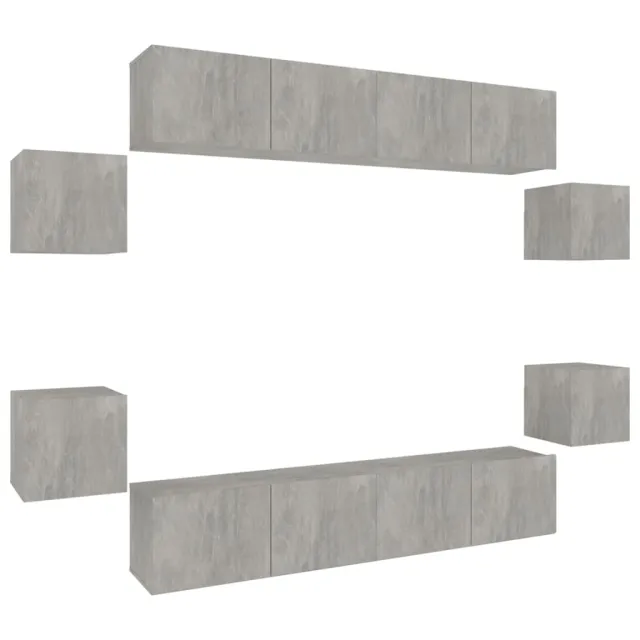 Ensemble de meubles TV 8 pcs Gris béton Bois d'ingénierie