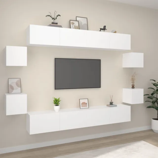 Ensemble de meubles TV 8 pcs Blanc Bois d'ingénierie