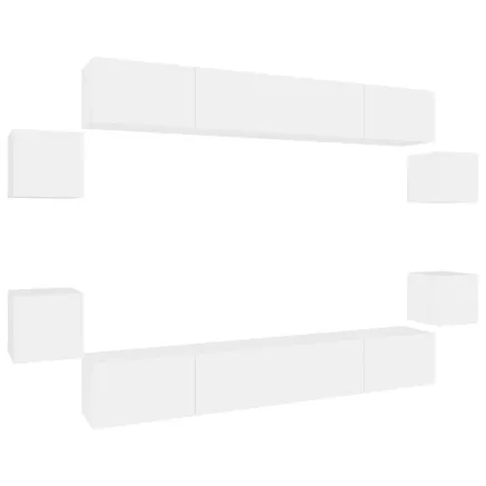 Ensemble de meubles TV 8 pcs Blanc Bois d'ingénierie 2