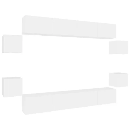 Ensemble de meubles TV 8 pcs Blanc Bois d'ingénierie