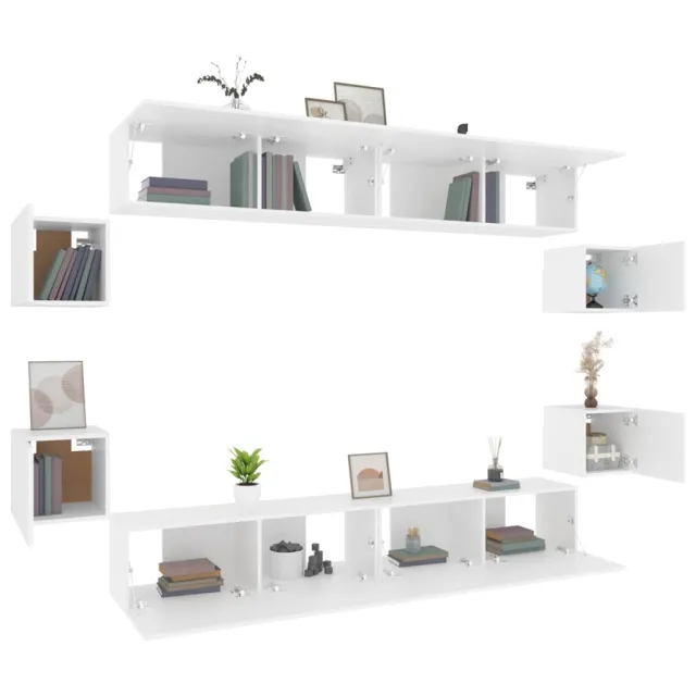 Ensemble de meubles TV 8 pcs Blanc Bois d'ingénierie