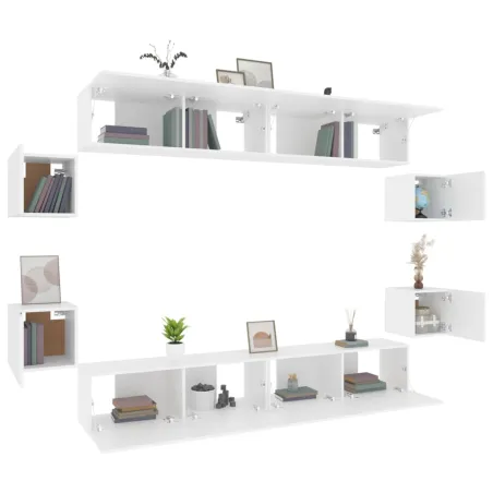 Ensemble de meubles TV 8 pcs Blanc Bois d'ingénierie