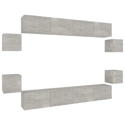 Ensemble de meubles TV 8 pcs Gris béton Bois d'ingénierie 2