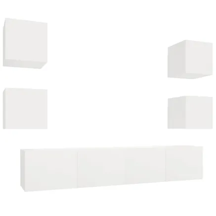 Ensemble de meubles TV 6 pcs Blanc Bois d'ingénierie 2