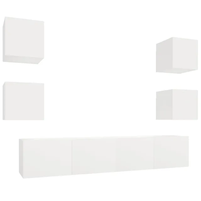 Ensemble de meubles TV 6 pcs Blanc Bois d'ingénierie