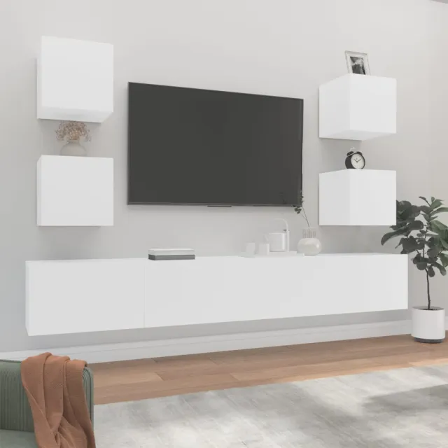 Ensemble de meubles TV 6 pcs Blanc Bois d'ingénierie